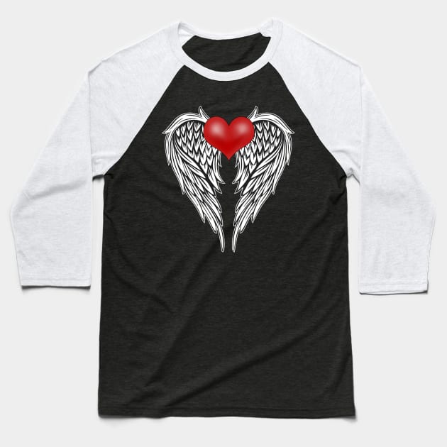 Angel Heart Tattoo Baseball T-Shirt by valentinahramov